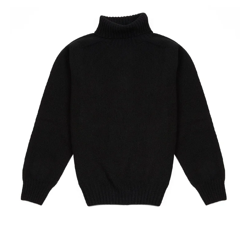 Harley Women's Superfine Lambswool Roll Neck Jumper in Black Denim Fabric Leather Fabric Suede Fabric Harley Women's Superfine Lambswool Roll Neck Jumper in Black Denim Fabric Leather Fabric Suede Fabric