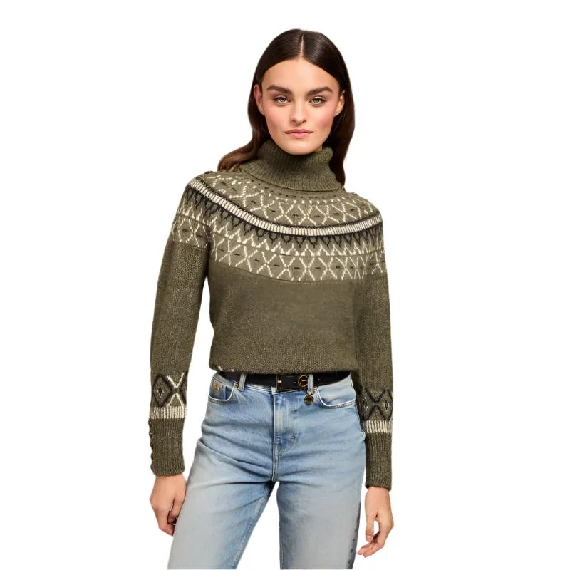 Holland Cooper Fairisle Knit Ladies Alpaca Mix Jumper - Khaki Mesh Sweater Canvas Denim Holland Cooper Fairisle Knit Ladies Alpaca Mix Jumper - Khaki Mesh Sweater Canvas Denim
