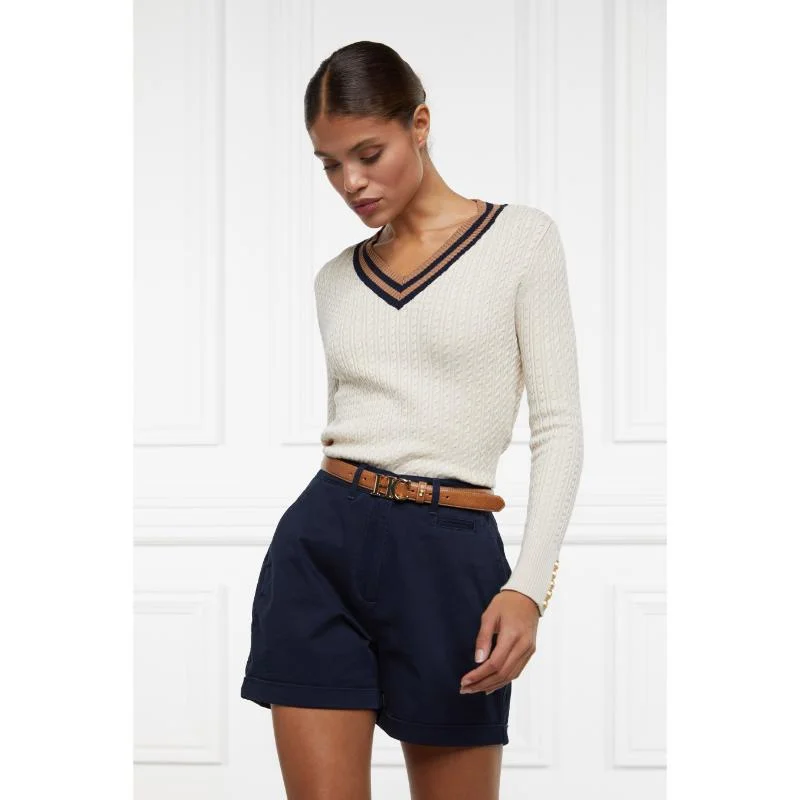 Holland Cooper Zoe Ladies Knit Jumper - Almond Real Fur Shearling Chenille