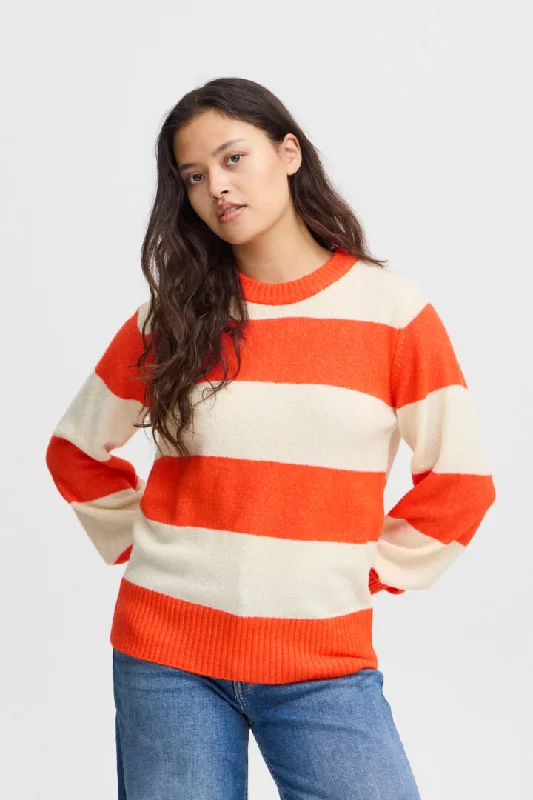 Ichi Eden Jumper-Orange/Almond Milk Stripe-20121529 Fleece Fabric Down Fabric Feather Fabric Ichi Eden Jumper-Orange/Almond Milk Stripe-20121529 Fleece Fabric Down Fabric Feather Fabric