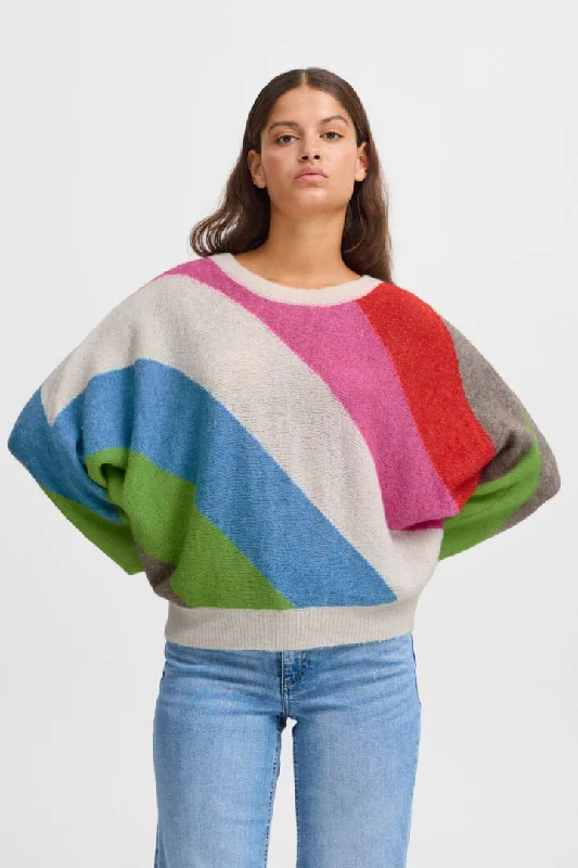 Ichi Kamara Jumper-Multi Colour-20121399 Fitted Loose Oversized