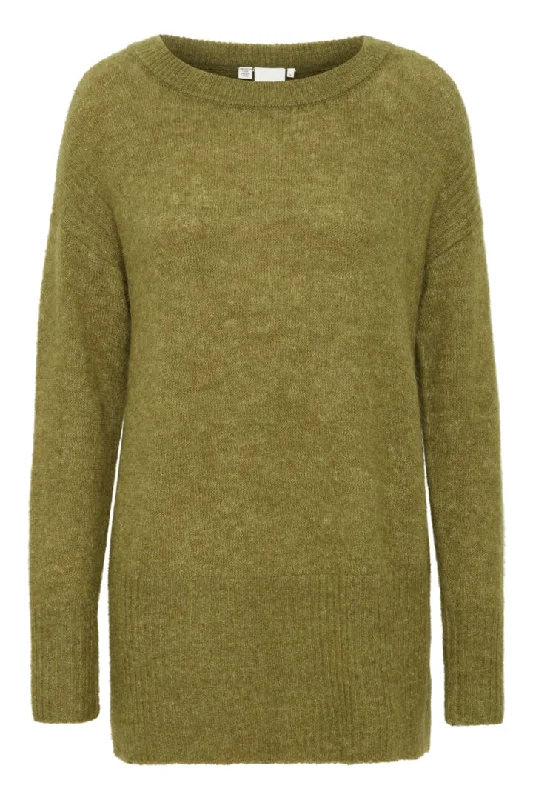 Ichi Kamara Longline Jumper-Mayfly-20116692 Beaded Sweater Sequined Faux Fur