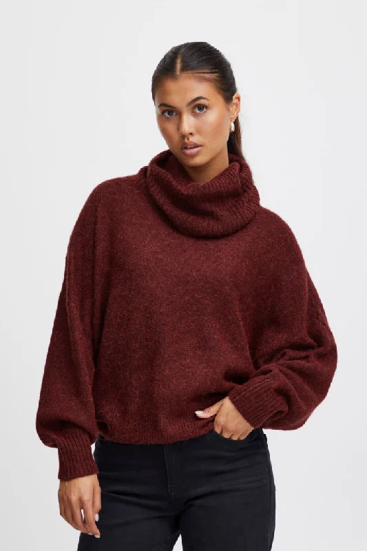 Ichi Kamara Roll Neck Jumper-Port Royale-20112753 Collared Crew Neck Turtle Neck