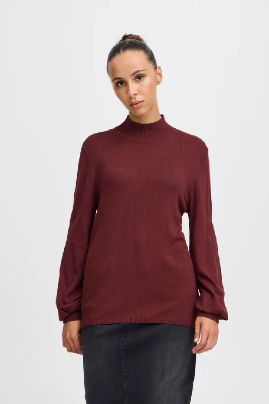Ichi Mafa Turtle Neck Jumper-Port Royale-20107646 Layered Multi-layer Single Layer