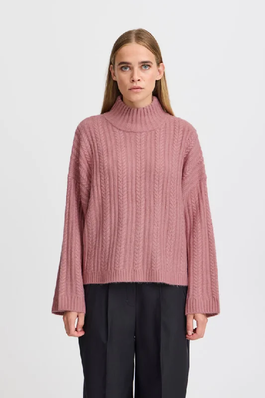 Ichi Mylle Jumper-Lilas-20121816 High Neck Crew Neck V-Neck