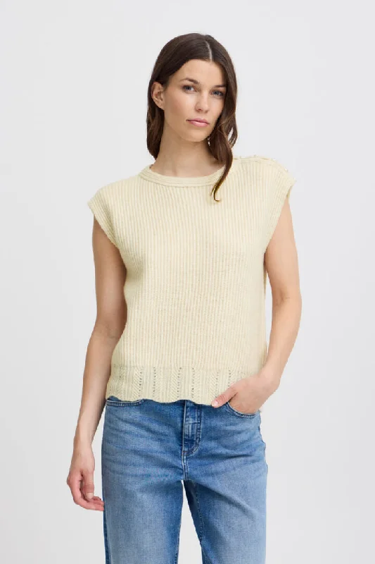 Ichi Povoke Jumper-Birch-20121931 Graphic Sweater Embroidered Appliqued