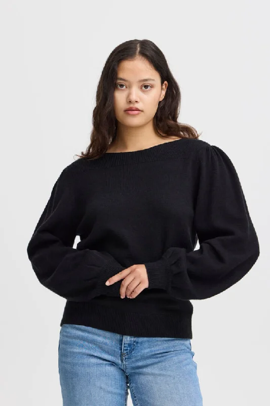 Ichi Virelle Jumper-Black-20121631 Tailored Straight A-Line