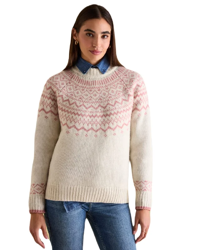 Joules Charlotte Crew Neck Fair Isle Jumper Anti-Pilling Anti-Shrink Durable