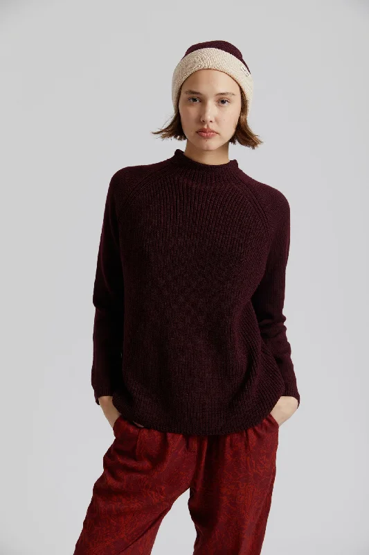 KATTY - Fine Merino Wool Jumper Walnut Brown Mesh Blend Leather Blend Suede Blend
