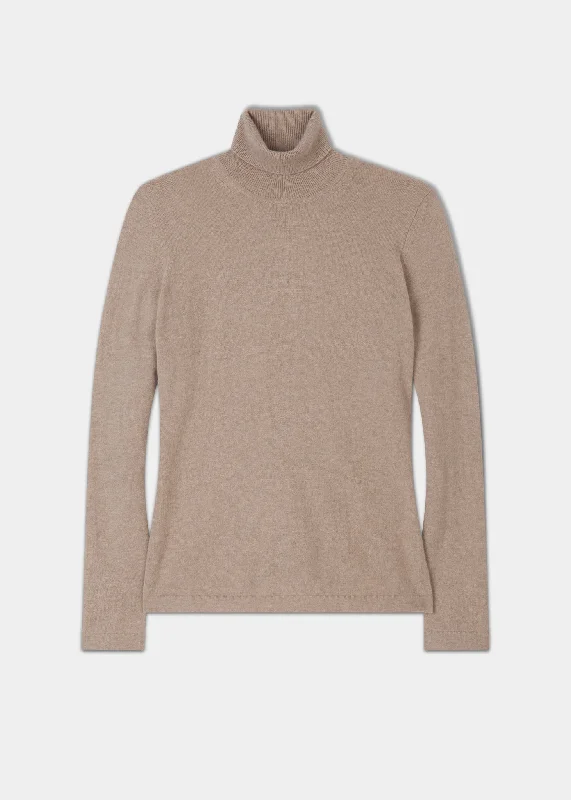 Alison Ladies Cashmere Roll Neck Jumper In Linen Spandex Rayon Corduroy