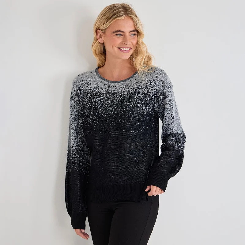 Ladies Lurex Jumper Zippered Buttoned Snapped