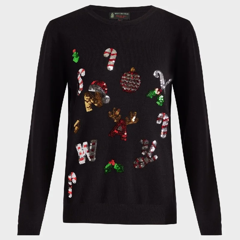 Ladies Snow Way Christmas Jumper Welt Pockets Slit Pockets Flap Pockets