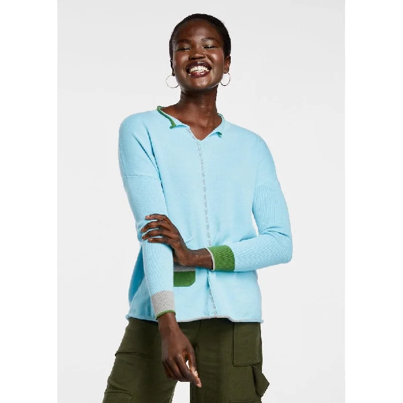 LD & Co Chord Detail Jumper Aqua Chenille Brocade Lace