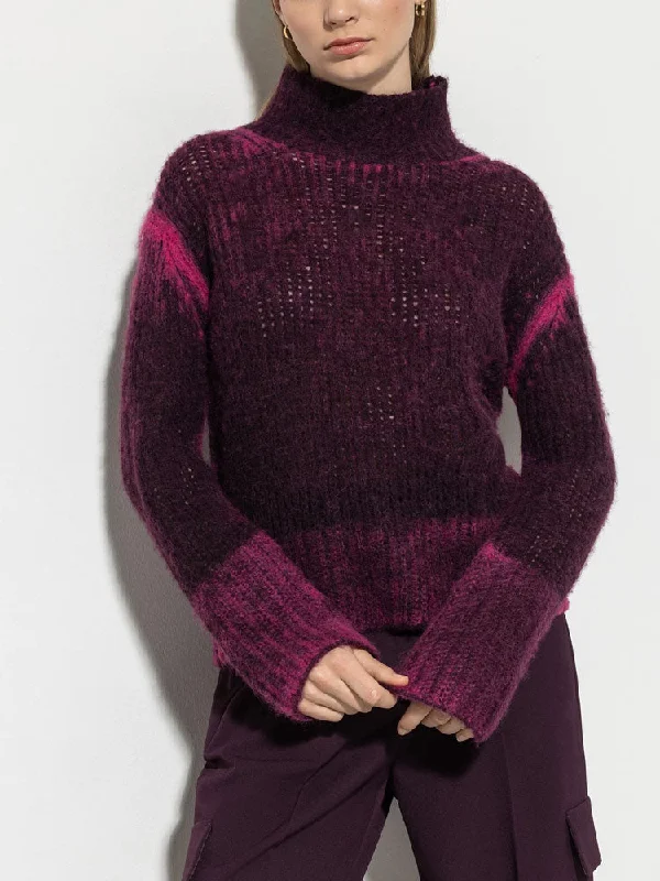 Luisa Cerano Turtleneck Jumper with Spray Effect Polka Dot Checkered Tartan