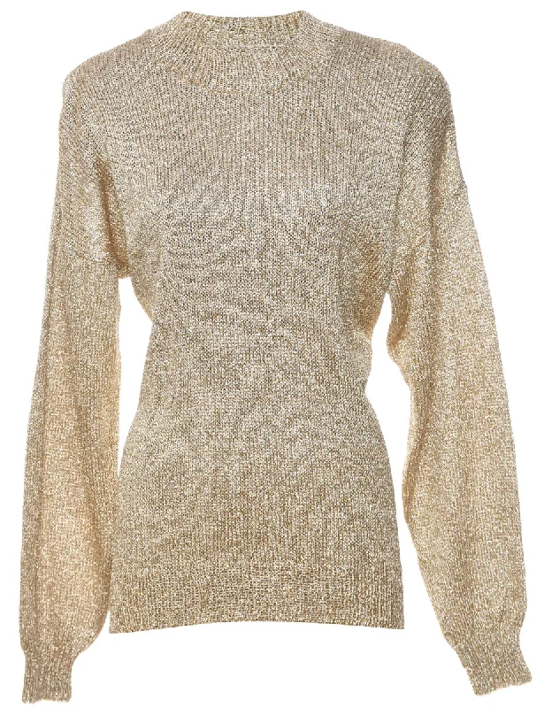 Lurex Thread Pattern Jumper - L Spandex Rayon Corduroy