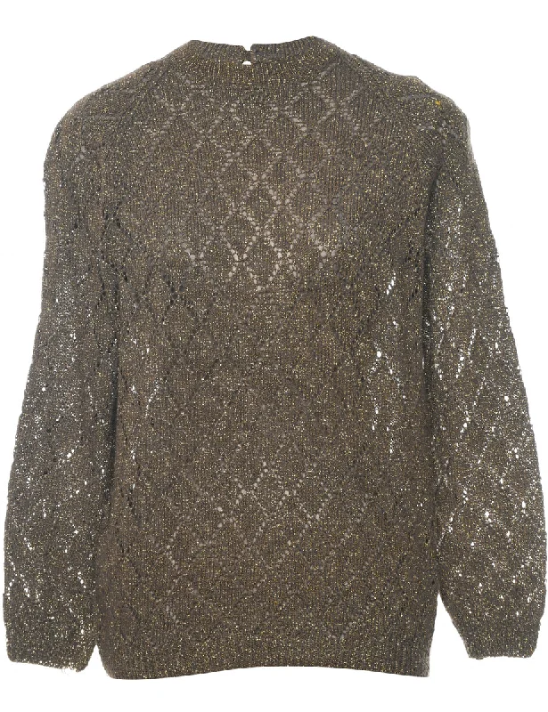 Lurex Thread Pattern Jumper - L Chenille Blend Fleece Blend Nylon Blend