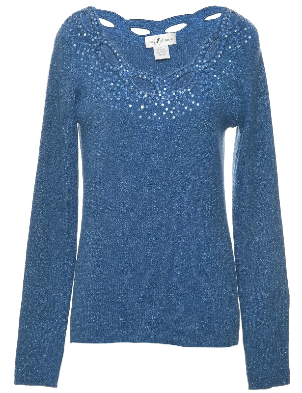 Lurex Thread Pattern Jumper - L Casual Formal Business