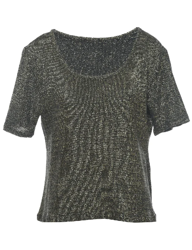 Lurex Thread Pattern Jumper - L Ribbed Striped Patterned
