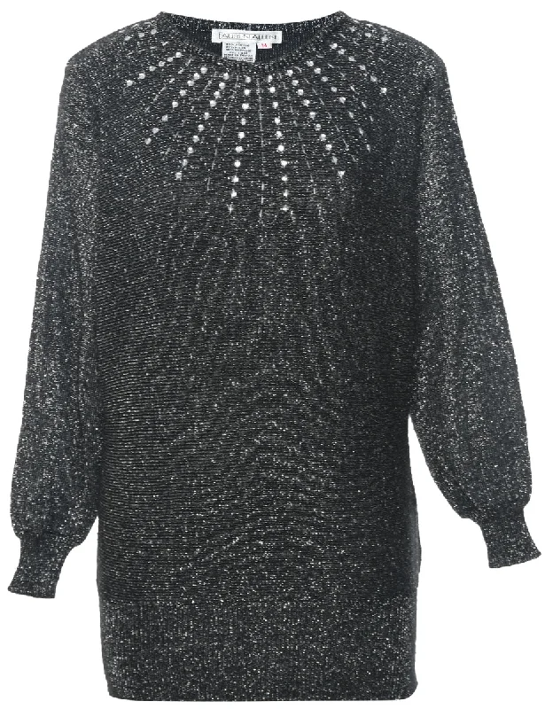 Lurex Thread Pattern Jumper - M Tailored Straight A-Line