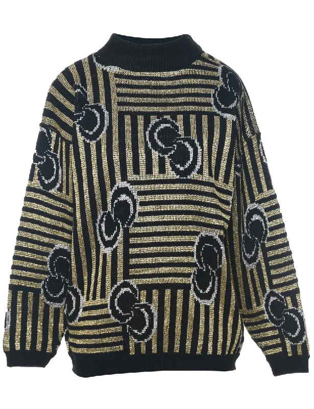 Lurex Thread Pattern Jumper - M Fitted Slim Tailored