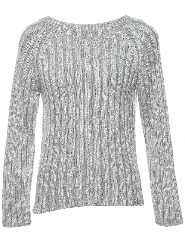 Lurex Thread Pattern Jumper - S Herringbone Houndstooth Plaid