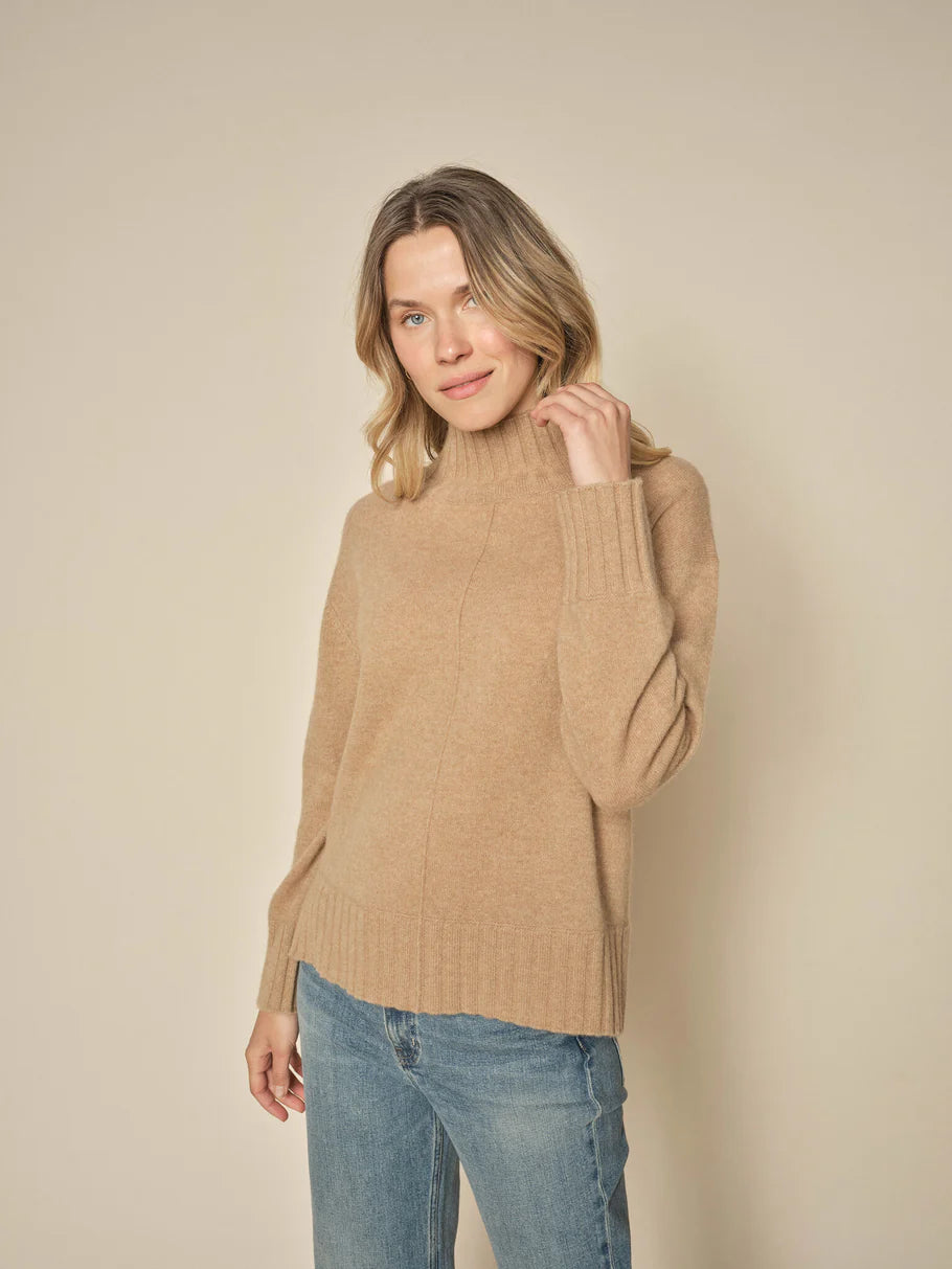 Mos Mosh Aima Cashmere Highneck Jumper-Tannin-165720 Front Pockets Side Pockets Patch Pockets Mos Mosh Aima Cashmere Highneck Jumper-Tannin-165720 Front Pockets Side Pockets Patch Pockets