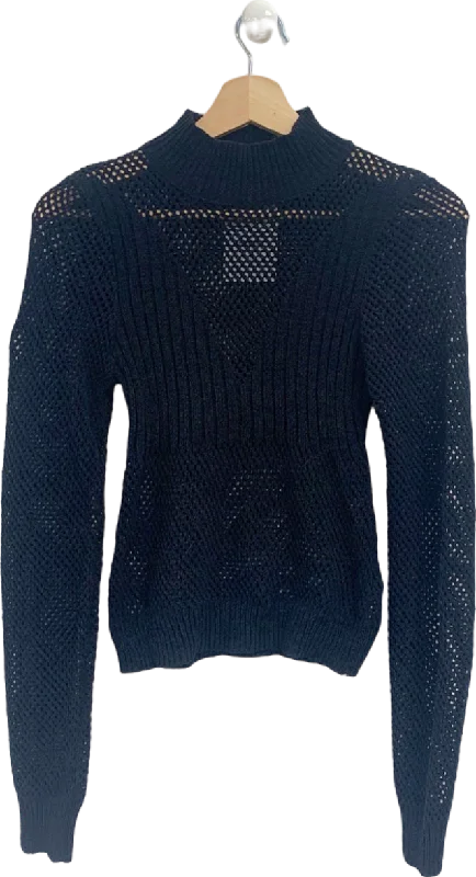 Nasty Gal Black Knitted Jumper UK S Welt Pockets Slit Pockets Flap Pockets
