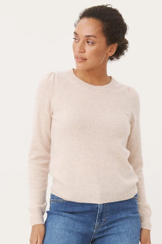 Part Two 30307337 EvinaPW Jumper Natural Melange Layered Multi-layer Single Layer
