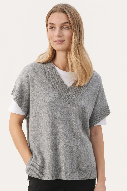 Part Two 30307339 HevinPW Jumper Steeple Gray Melange Transparent Opaque Sheer