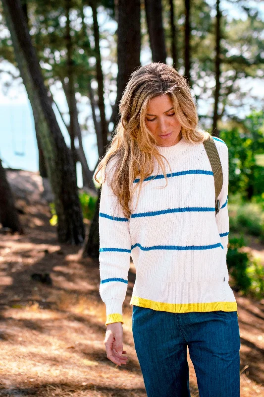Pop Stripe Knitted Jumper Denim Fabric Leather Fabric Suede Fabric