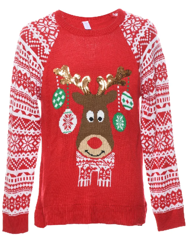 Reindeer Christmas Jumper - M Layered Multi-layer Single Layer