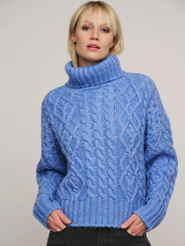 Rino & Pelle Twiggy Jumper Blue Shade Cable Knit Ribbed Knit Lace Knit