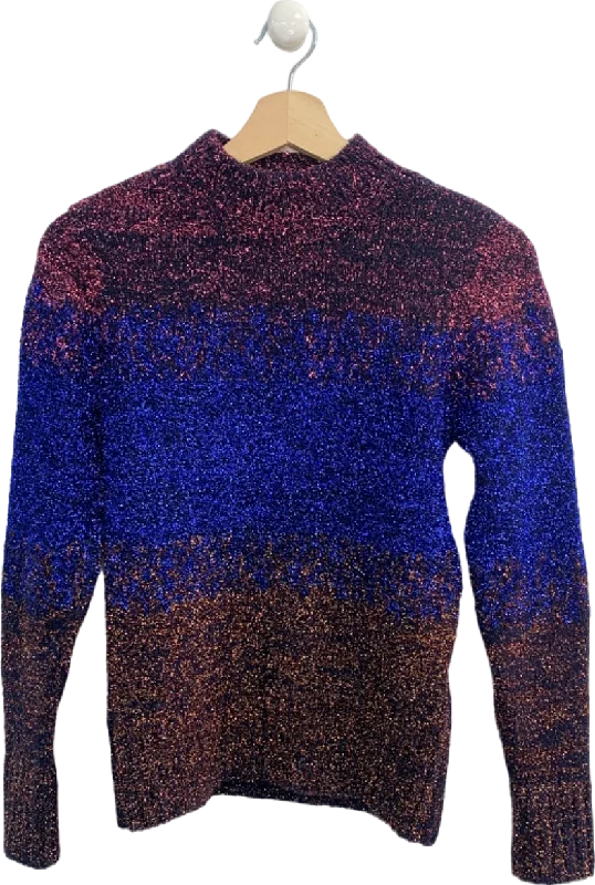 River Island Multicolour Metallic Jumper UK 8 Velvet Chenille Corduroy