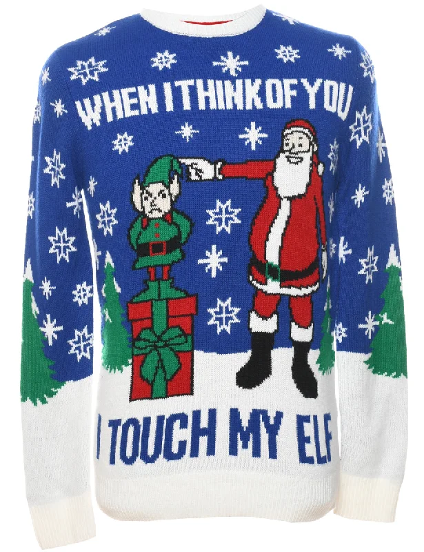 Santa Claus Christmas Jumper - S High Neck Crew Neck V-Neck