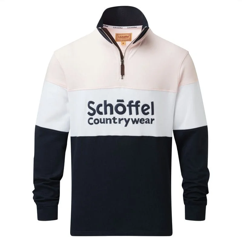 Schoffel Exeter Heritage 1/4 Zip Jumper - Pale Pink Iron Safe Non-Iron Wrinkle Free