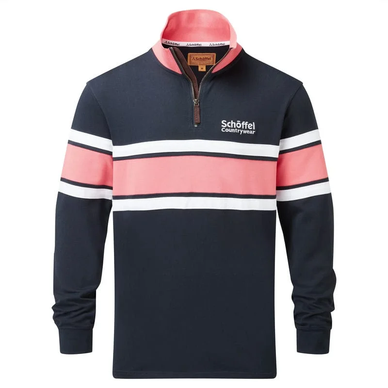 Schoffel Exmouth Heritage 1/4 Zip Jumper - Navy Plaid Sweater Polka Dot Checkered