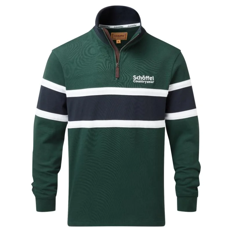 Schoffel Exmouth Heritage 1/4 Zip Jumper - Pine Green Embroidered Appliqued Beaded