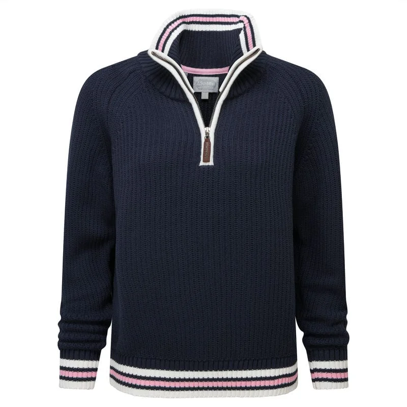 Schoffel Havelet Bay 1/4 Zip Ladies Jumper - Navy Fitted Slim Tailored