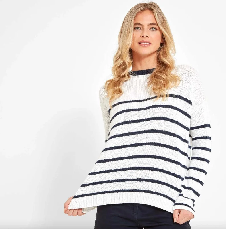 Schoffel Womens Lee bay jumper - White/navy Hooded Caped Shawl Collar