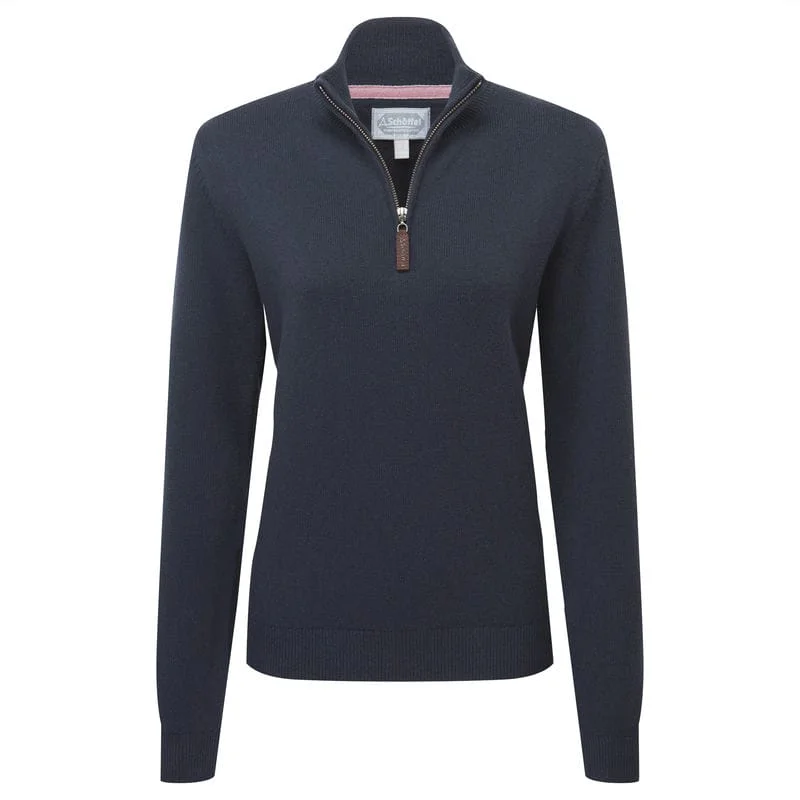 Schoffel Pateley Ladies Jumper - Slate Navy Polka Dot Checkered Tartan