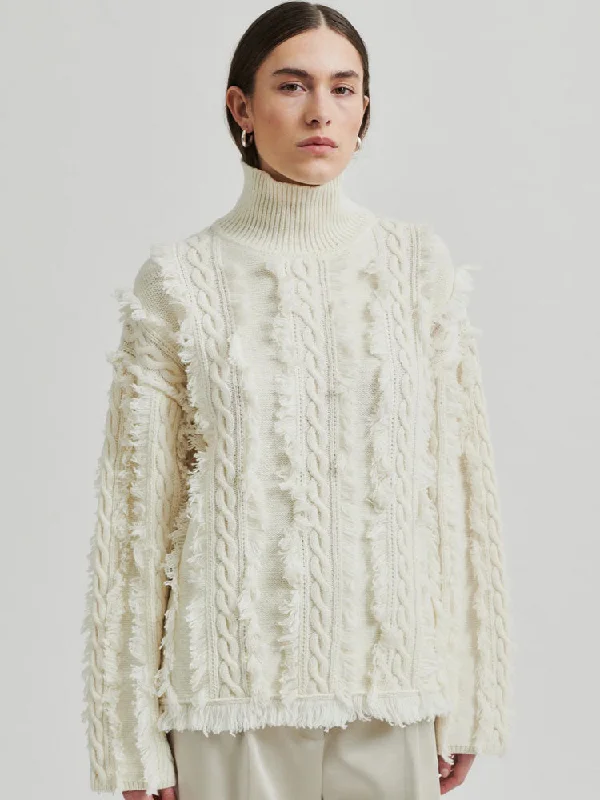 Second Female Authentic Turtleneck Jumper Eggnog Embroidered Appliqued Beaded
