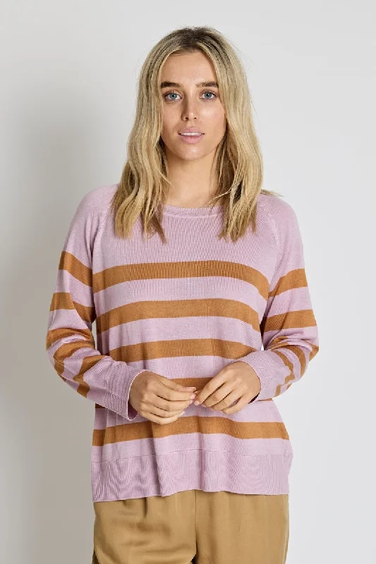 Stella + Gemma - Bella Jumper - Mauve/Dark Toffee Thin Thick Dense