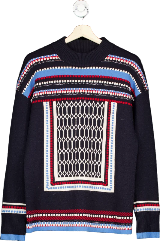 Tory Burch Black & Multi-Stripe Knit Jumper Size M Long Sweater Short Sweater Cropped Sweater Tory Burch Black & Multi-Stripe Knit Jumper Size M Long Sweater Short Sweater Cropped Sweater