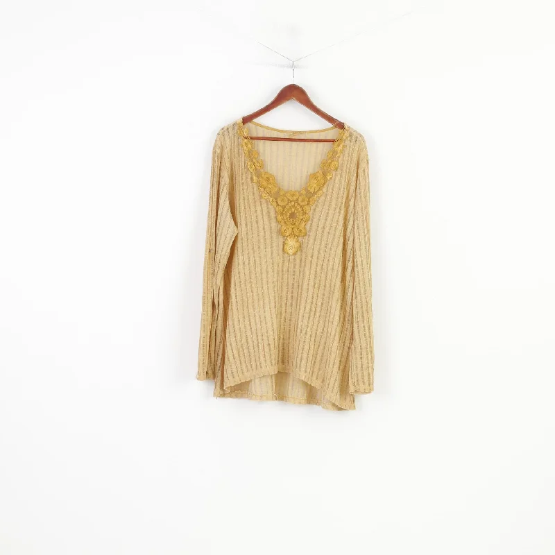 Vintage Women 4XL Shirt V Neck Yellow Boho Lace Collar Big Size Thin Jumper Vintage Long Sleeve Cotton Top Glossy Satin Silk Vintage Women 4XL Shirt V Neck Yellow Boho Lace Collar Big Size Thin Jumper Vintage Long Sleeve Cotton Top Glossy Satin Silk