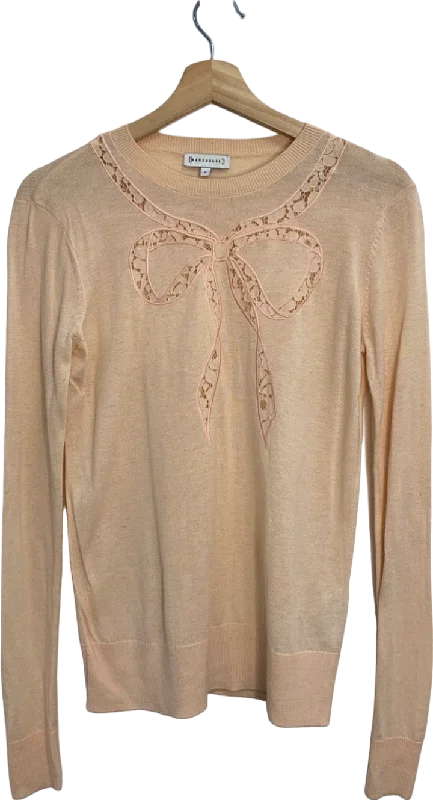 Warehouse Beige Lace Bow Detail Jumper UK 8 Layered Multi-layer Single Layer