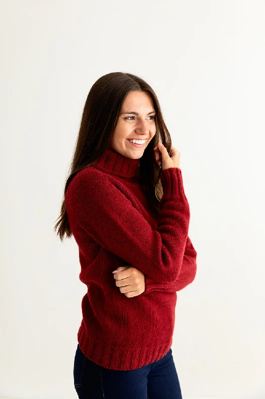 Womens Chunky Geelong Superfine Lambswool Polo Neck Jumper - Red Hooded Sweater Collared Sweater Shawl Collar Womens Chunky Geelong Superfine Lambswool Polo Neck Jumper - Red Hooded Sweater Collared Sweater Shawl Collar