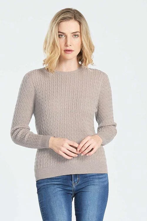 Womens LS Cable Crew Neck Jumper Hooded Sweater Collared Sweater Shawl Collar