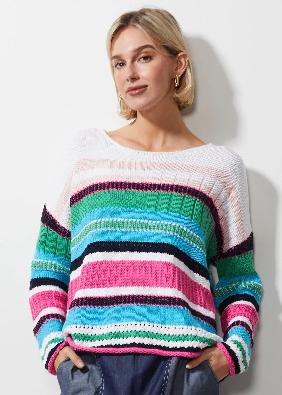 Zaket & Plover - Chunky Cotton Jumper - White Collared Crew Neck Turtle Neck