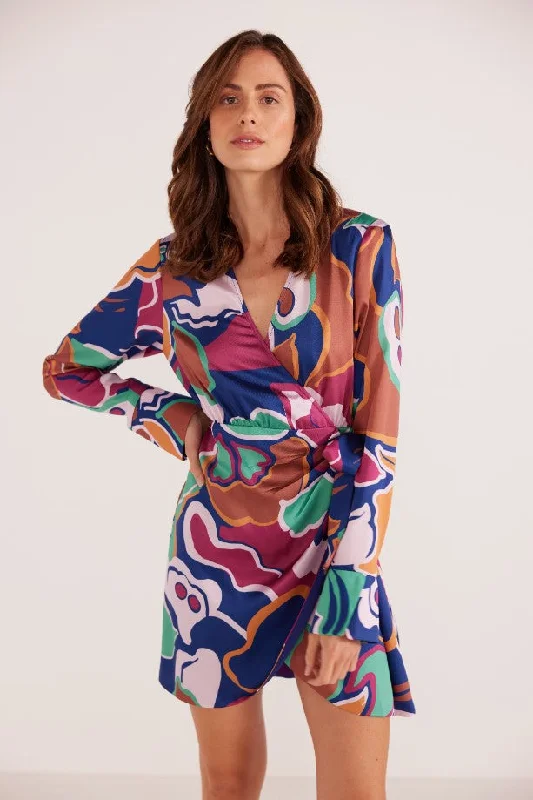 Lottie Wrap Mini Dress Cozy Long Sleeve Mini Dress