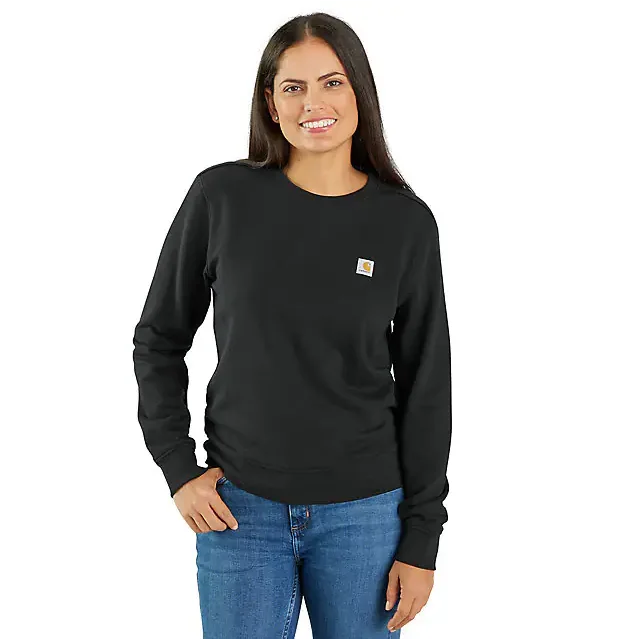 Women's TENCEL Fiber Series Relaxed Fit French Terry Crewneck Sweatshirt - Black Hoodie with Velcro Closure Adjustable Secure